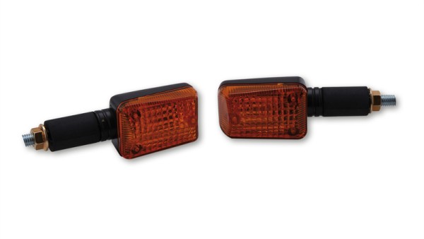 HIGHSIDER Mini bombilla intermitente carcasa negra / lente naranja (par), delantera y trasera
