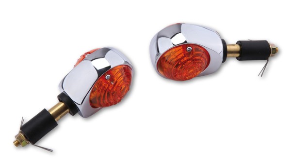 HIGHSIDER Bombilla inteligente ojo de buey Indicador de fin de manillar carcasa cromada / lente naranja (par), delantero y trasero