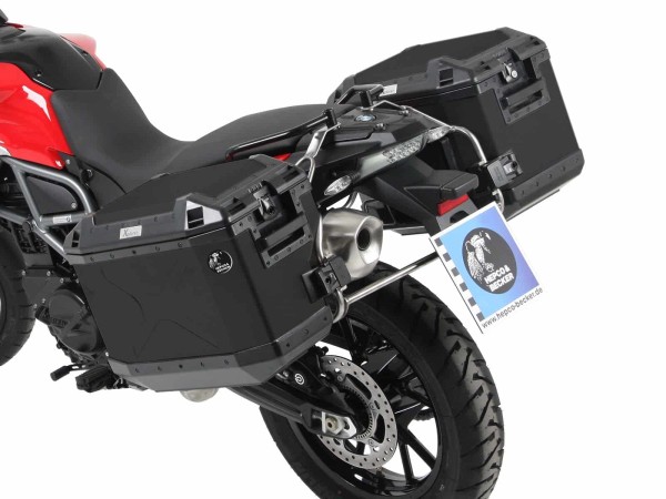 Juego portamaletas Cutout de acero inoxidable incl. juego portamaletas Xplorer Cutout negro para BMW F 800 GS