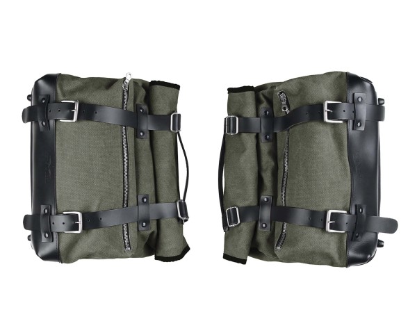Juego de bolsas laterales, verde, lona para Moto Guzzi V9 Roamber / Bobber / V7 850 2021-